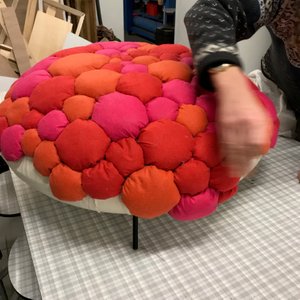 Making Coco Pouffke pouffe — steel and Chanel vintage fabric